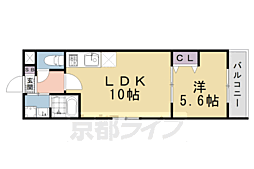 京都市下京区梅小路石橋町マンション 1LDKの間取図画像