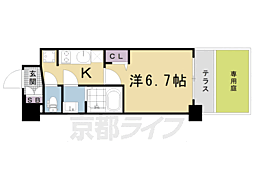 プレサンスTHEKYOTO澄華 1Kの間取図画像