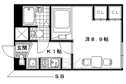 レオパレスパルクサイド 1Kの間取図画像