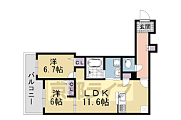 シャーメゾン花屋町 2LDKの間取図画像