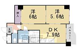 アーバネックス御所南 2DKの間取図画像