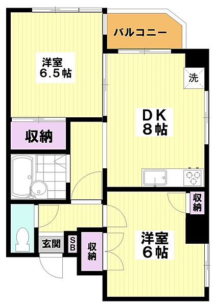 東京都中野区弥生町３丁目(賃貸マンション2DK・4階・40.00㎡)の写真 その2
