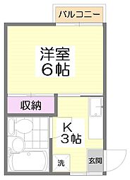 西武新宿線 新井薬師前駅 徒歩4分の賃貸アパート 2階1Kの間取り