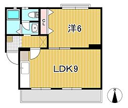 レジデンス東多賀 3階1LDKの間取り