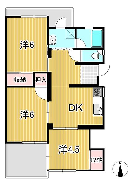 茨城県高萩市有明町１丁目(賃貸マンション3DK・3階・56.17㎡)の写真 その2