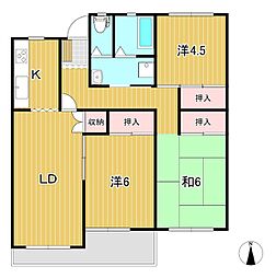 Kマンション 2階3LDKの間取り