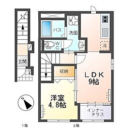 un　poireau（アン　ポワロー） 2階1LDKの間取り