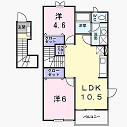 フェーンコート 2階2LDKの間取り