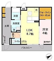 フォアールII 1階1LDKの間取り