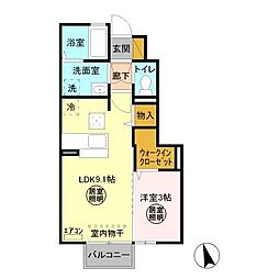 シェリール蔵前A 1階1LDKの間取り