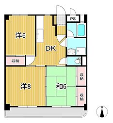 ハイム・ベルマリーナ 5階3DKの間取り