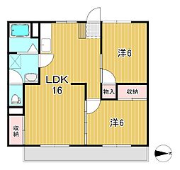 黒沢マンション 3階2LDKの間取り