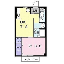 サウスヒルズ 1階1DKの間取り