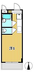 エジリスカイコート ワンルームの間取図画像