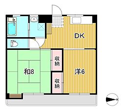金井ビル 2階2DKの間取り