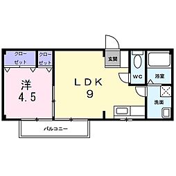 アーバンハイツ 2階1LDKの間取り