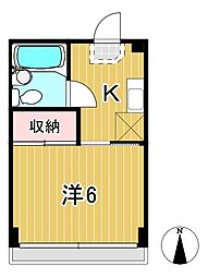クレール池の川 1Kの間取図画像