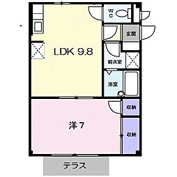 メゾンジォワイユ2 1LDKの間取図画像