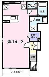 サニー・エコー 1階ワンルームの間取り