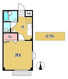 メゾンドラシャンス1972 1階1Kの間取り