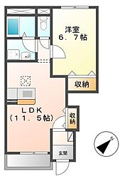 グレイスヴィラ　ヒダカI 1階1LDKの間取り