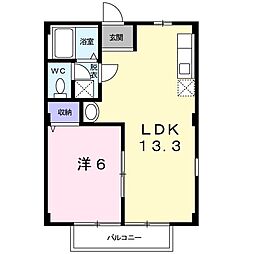 アーバンヒルズ 1階1LDKの間取り