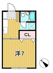 297ハイツ2 1Kの間取図画像