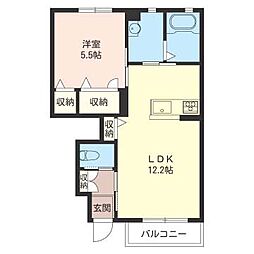 プロモントワール 1LDKの間取図画像