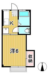 クランメール・多賀 1Kの間取図画像
