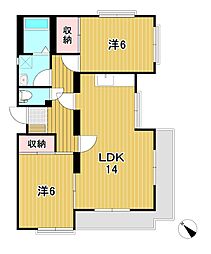 ラ・プリマヴェーラE 2LDKの間取図画像