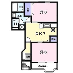 グリーンヒルズK 2DKの間取図画像