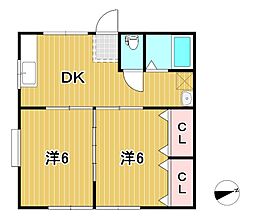 アーバンハイツ 2DKの間取図画像