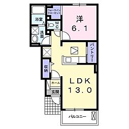 パルパレスA 1LDKの間取図画像