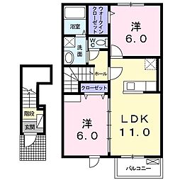 レジナス1037 2LDKの間取図画像