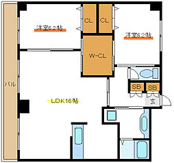 ライヴス行徳 4階2LDKの間取り