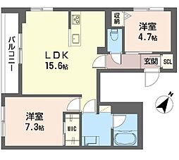 リノグレイス北葛西 2階2LDKの間取り