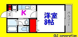 マンション風香 1階1Kの間取り