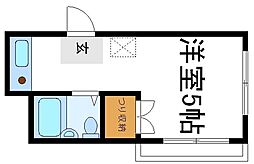 エルムーントビサンII 3階ワンルームの間取り