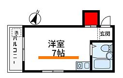 中島ビル ワンルームの間取図画像
