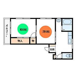 しゅんせいハイツ3 2DKの間取図画像