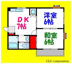 サウスコート2 2DKの間取図画像