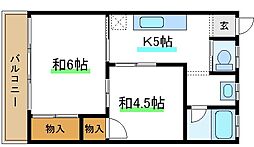 ハイツアキヤマ 2Kの間取図画像