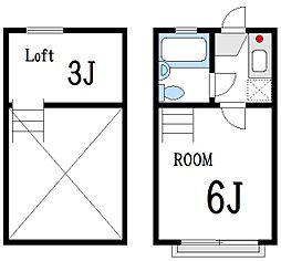 エクセル2号 1Kの間取図画像