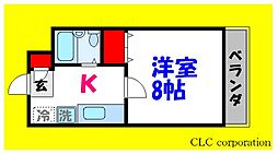 パレドゥユー 1Kの間取図画像