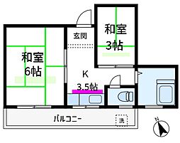 今田ビル 4階2Kの間取り