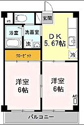 サンエイトマンション 1階2DKの間取り