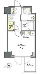 都営大江戸線 清澄白河駅 徒歩10分の賃貸マンション 5階1Kの間取り