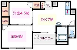 清澄マンション 8階2DKの間取り