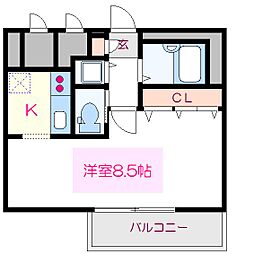 レニエ・ラ・ヴェルトゥ 1Kの間取図画像