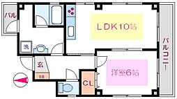 大山ビル 1LDKの間取図画像